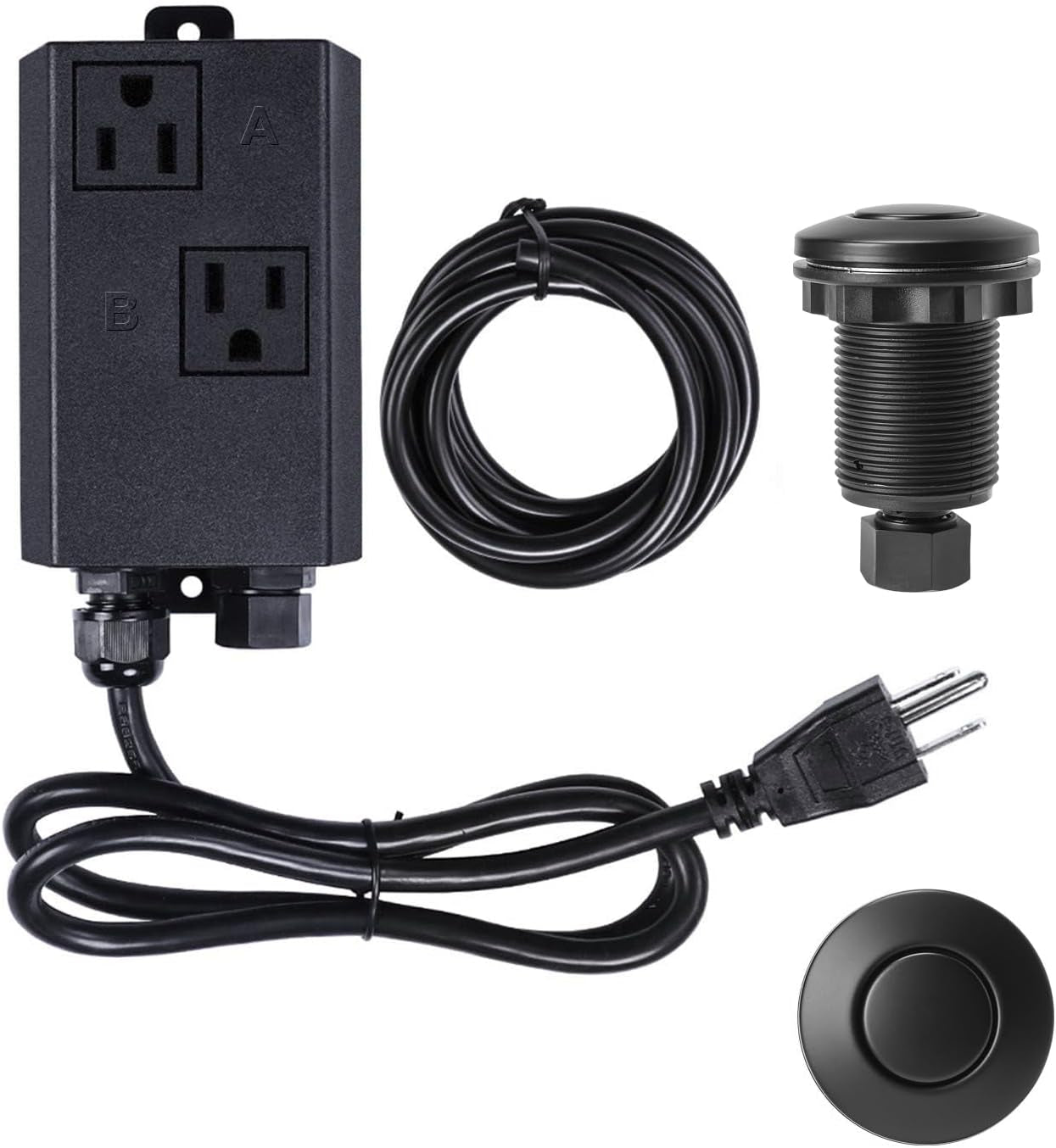 Garbage Disposal Air Switch Kit Sink Top Waste Disposal Long Stainless Steel Brushed Nickel On/Off Air Button Food and Waste Disposals Part by