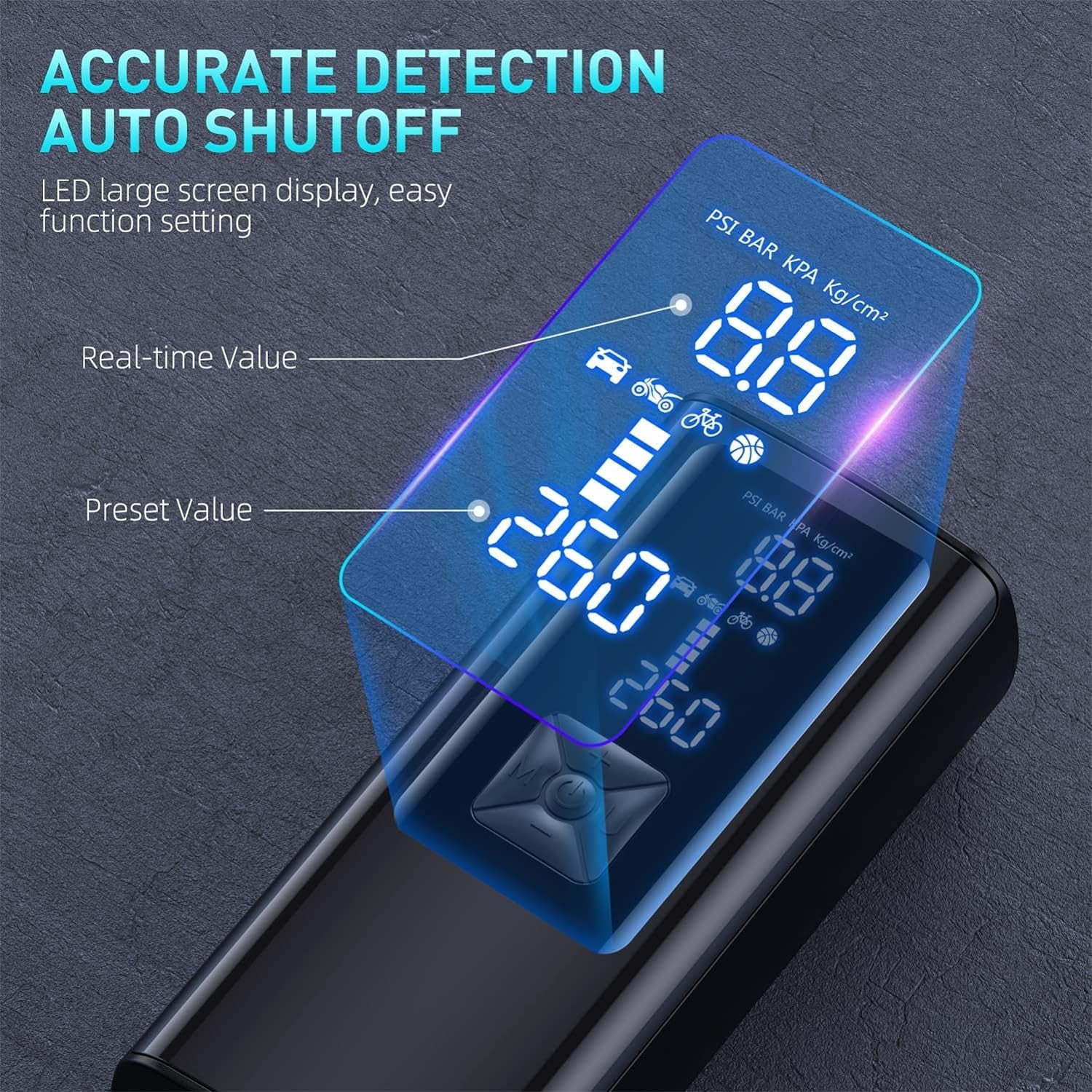 ABKH Tire Inflator 150PSI Portable Air Compressor,For Car Tires with 25000Mah Battery