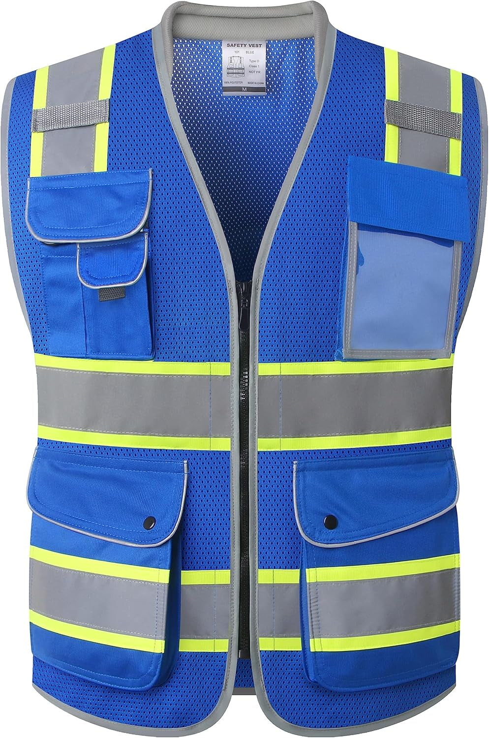 9 Pockets Class 2 High Visibility Zipper Front Safety Vest with Reflective Strips, Meets ANSI/ISEA Standards (Large, 150-Pink)