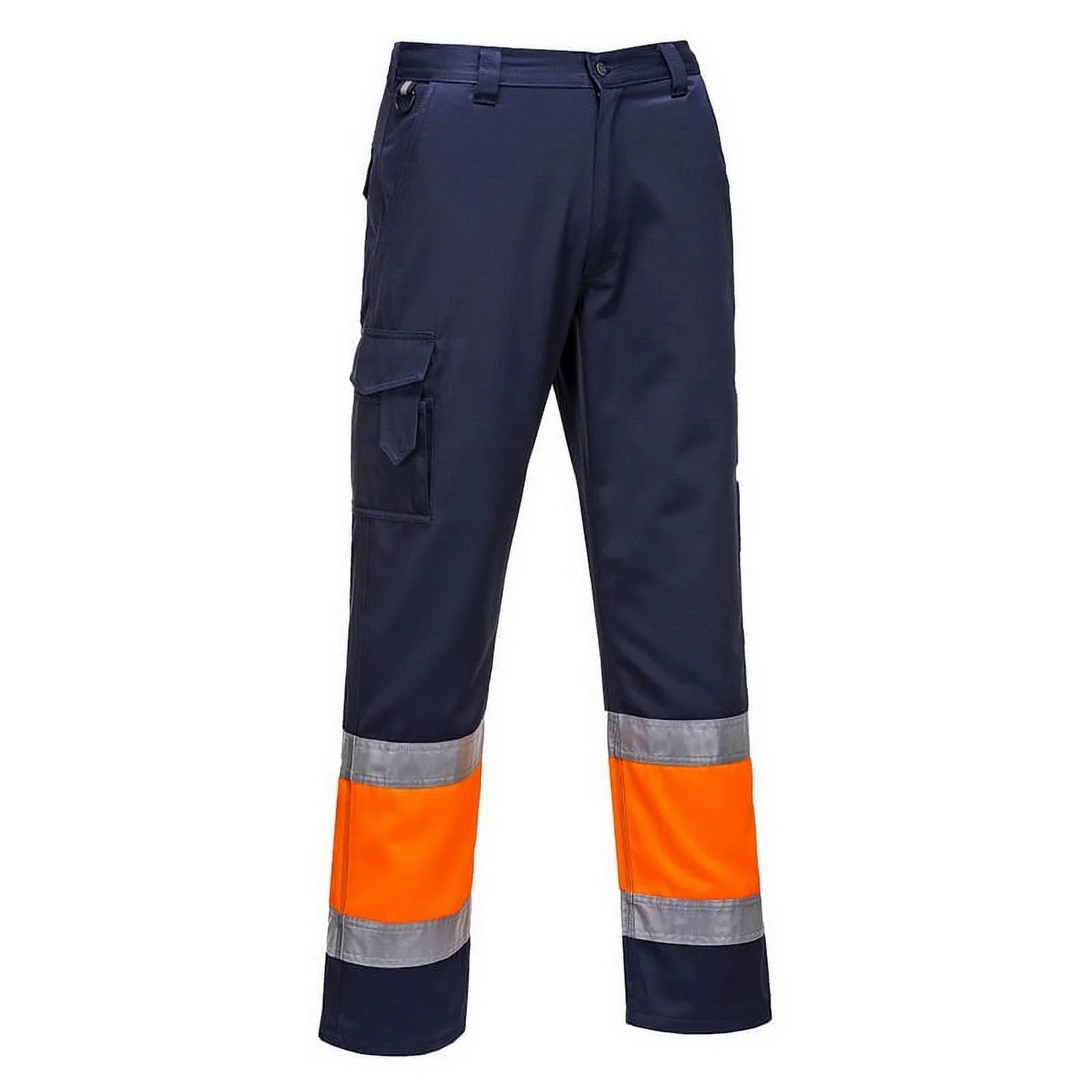 E049 Mens Reflective Two-Tone Hi-Vis Cargo Work Pants Yellow/Navy, Large-KarWorkwear