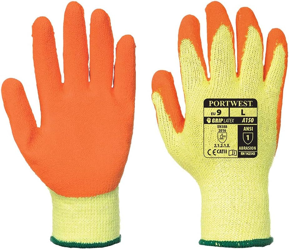 A150 Fortis Handling Cotton Work Glove with Crinkle Latex Grip ANSI, XXL