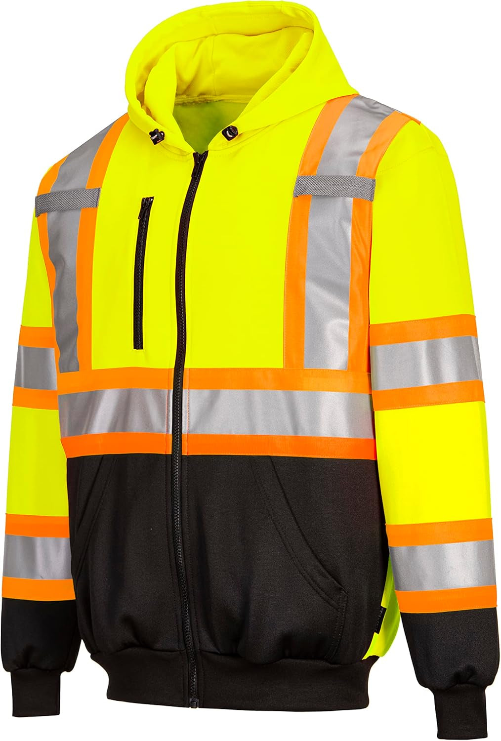 CA170 Men'S Hi Vis Contrast Reflective Hoodie Yellow, X-Large