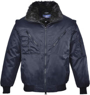 Pilot Jacket Bomber Work Wear Coat Heavyweight Aviator Protective Casual, Navy, Large