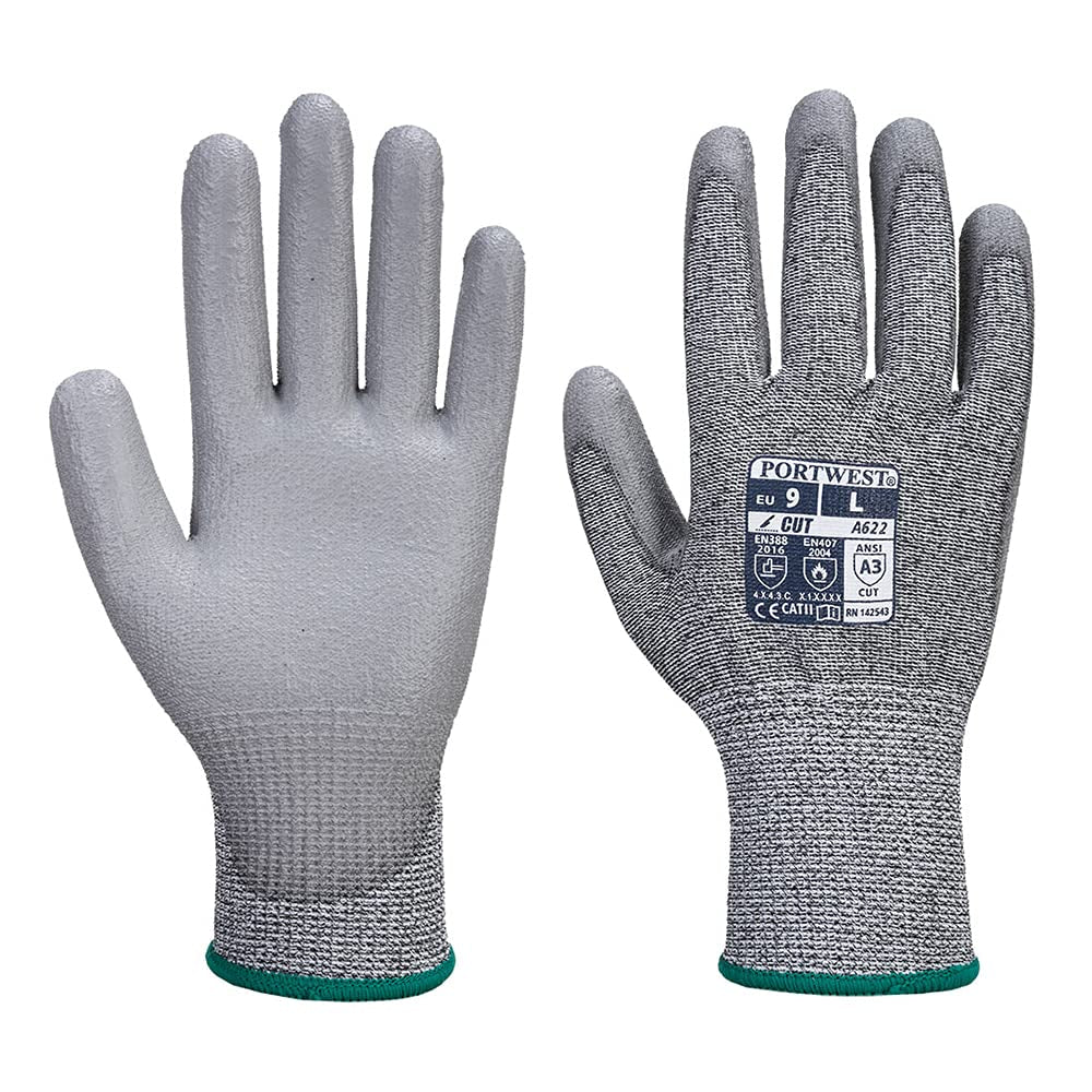 MR Cut PU Palm Glove Safety Work Wear Protective Gloves Resistant Coated ANSI 105, Medium