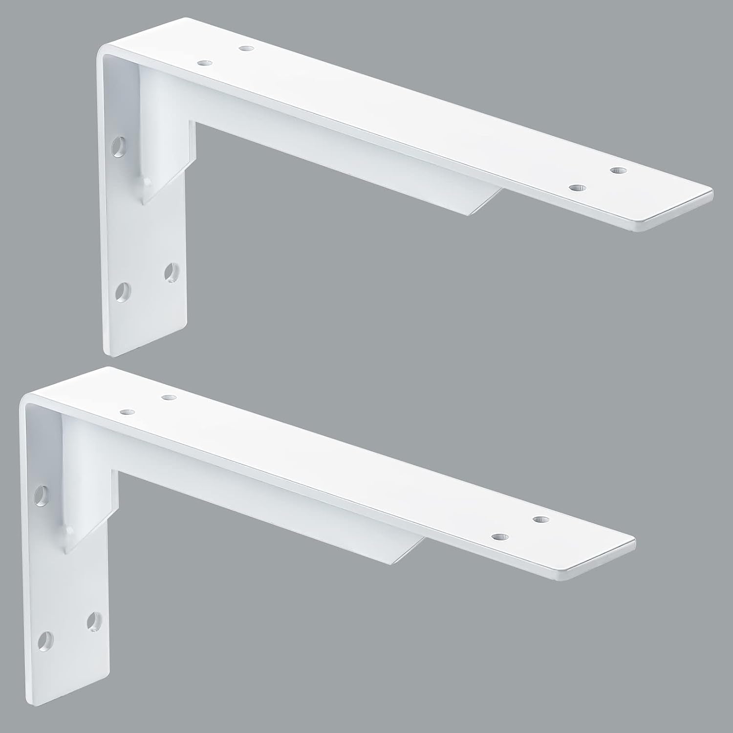 Countertop Support Brackets Heavy Duty, 8" X 6" Max Load 365 Lb 5 Mm Thick Iron Industrial Shelf Brackets, White Metal Farmhouse Wall Mounted Floating L Support for Hanging DIY Open Shelving