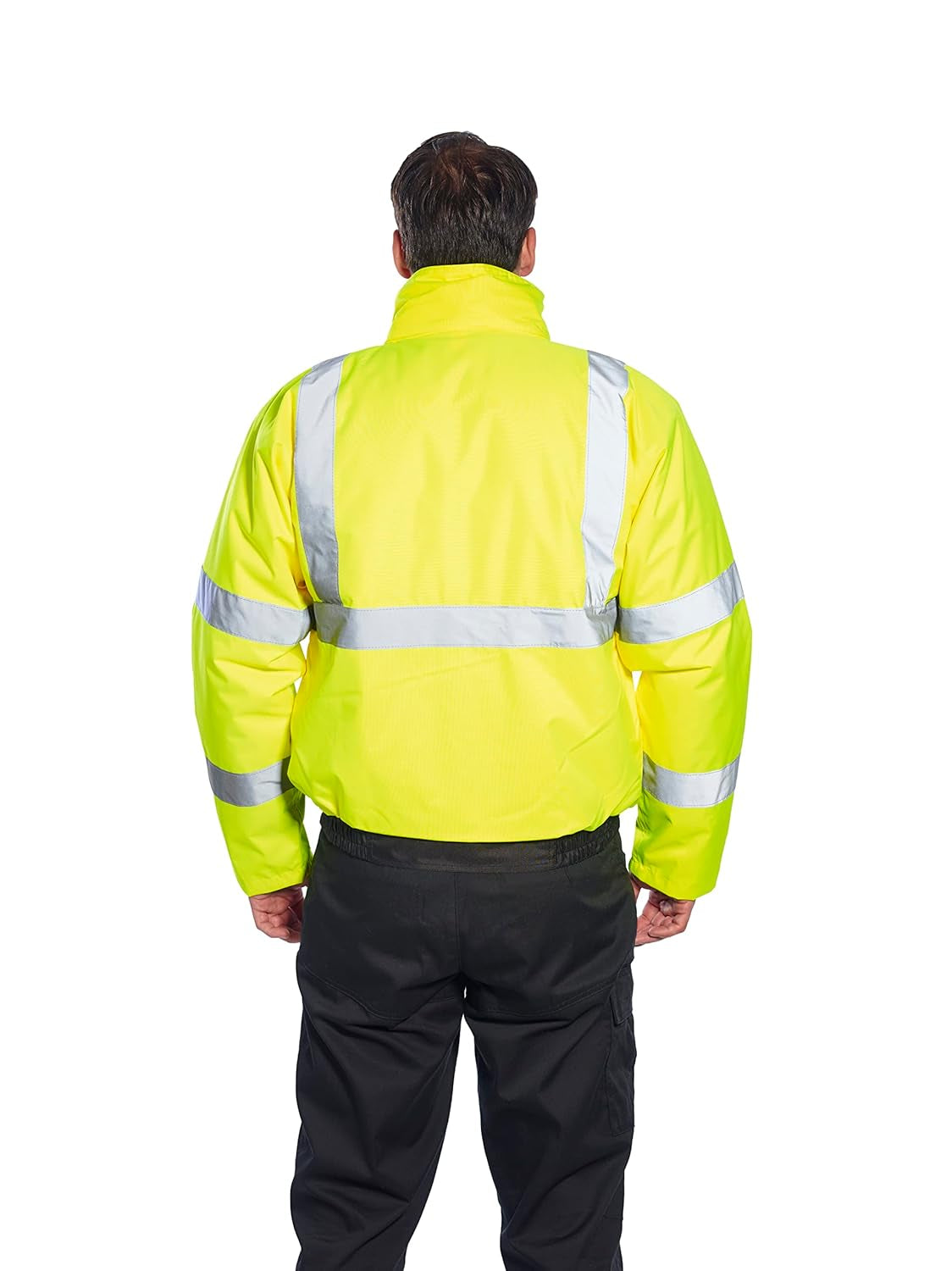 US363 Men'S Waterproof Hi Vis Reflective Two-Tone Bomber Jacket Yellow/Black Tall, X-Large