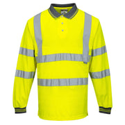 S277 Hi-Vis Long Sleeve Polo Shirt Yellow, 6X-Large