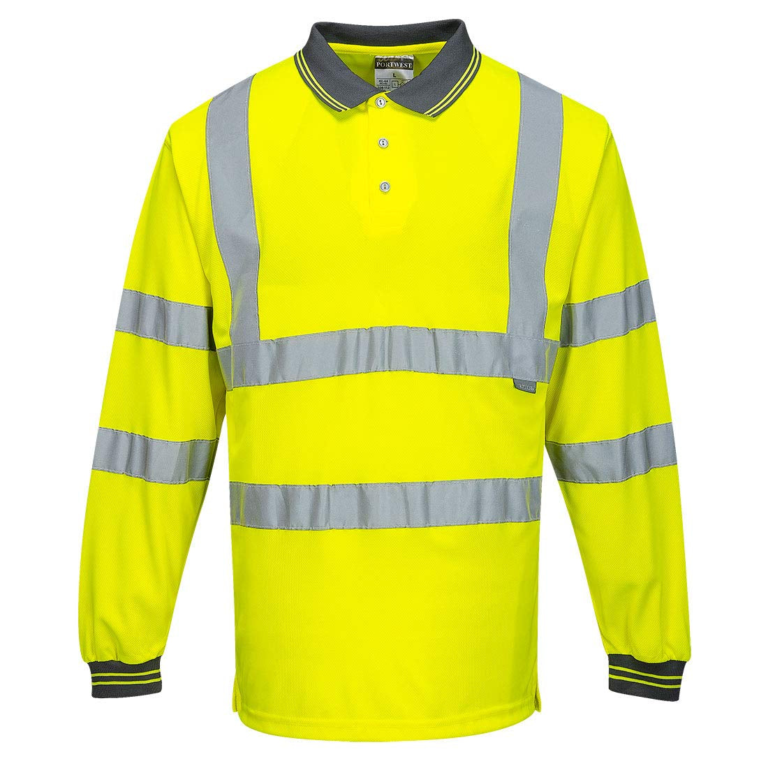 Hi-Vis Polo Shirtl/S Viz Visibility Reflective Safety Work Wear Top ANSI 3, Yellow, 5XL
