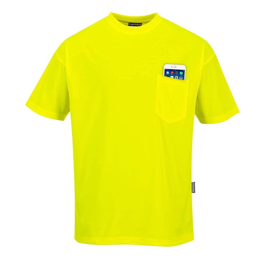 S578 Cotton Non ANSI Pocket Short Sleeve T-Shirt Yellow, Xx-Large