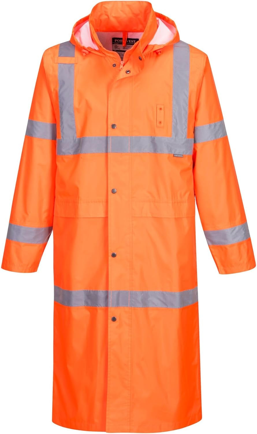 UH445 Men'S Classic Raincoat Waterproof Hi Vis Reflective Long Rain Jacket ANSI Class 3 Yellow