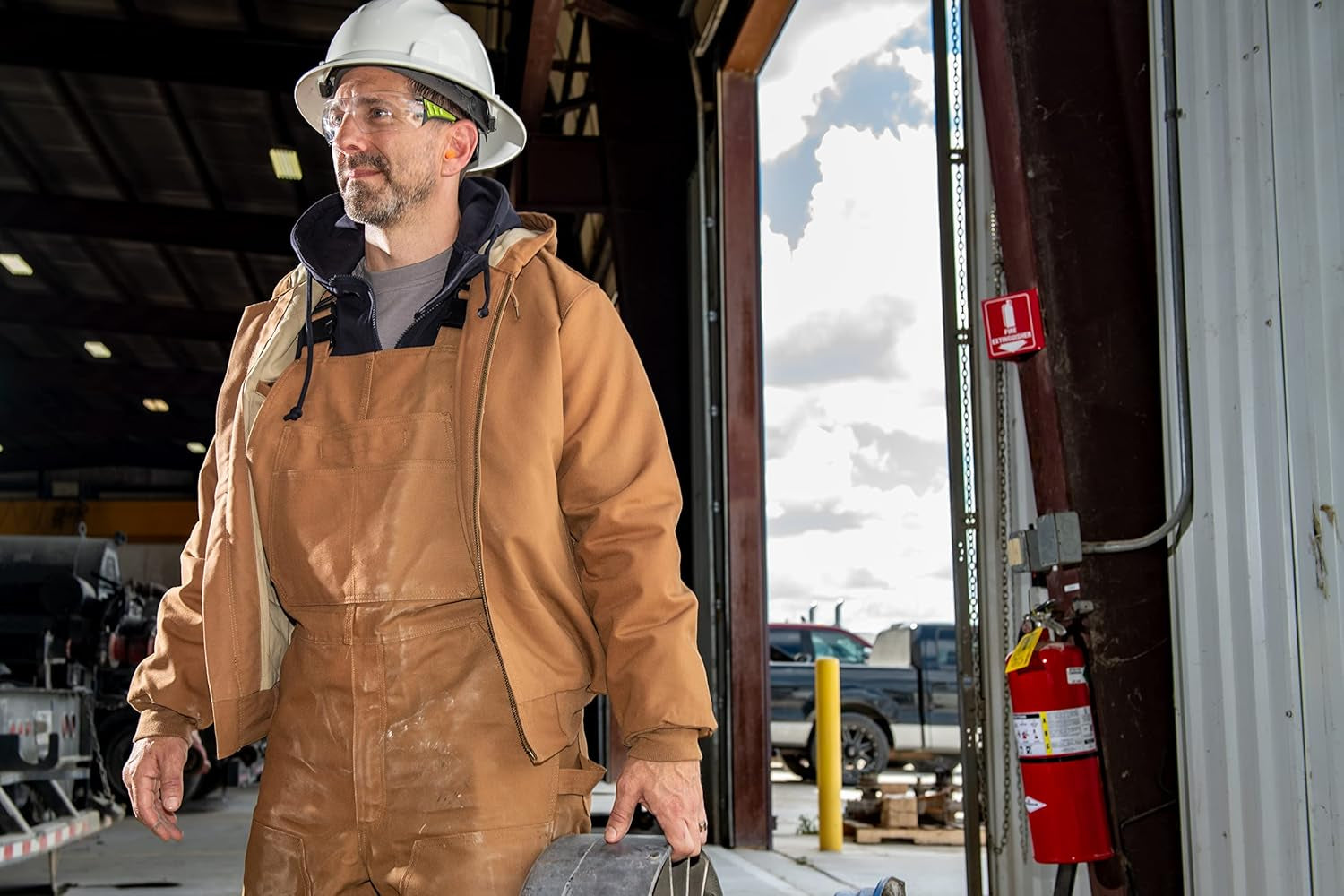 UFR48 Men'S Duck Quilt Lined Flame Resistant Winter Hooded Jacket