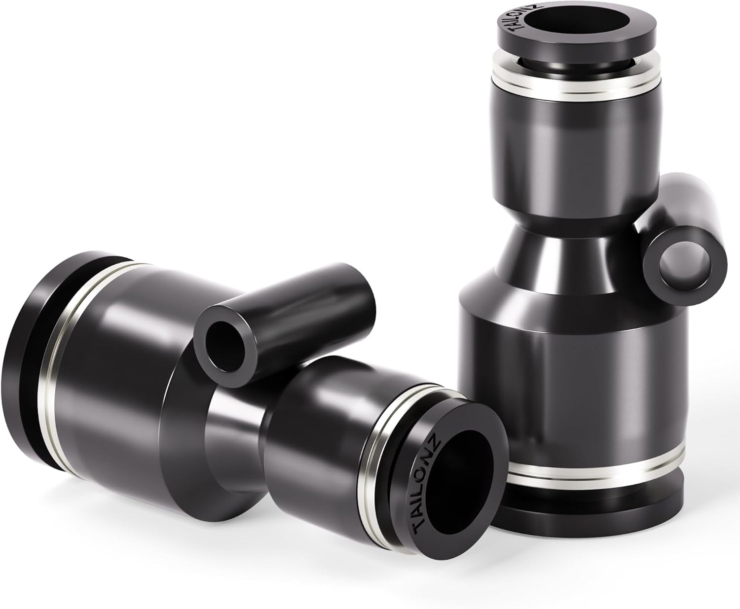 Black Straight 1/2 Inch Tube OD Push to Connect Tube Fittings Push Lock PU-1/2 (Pack of 2)