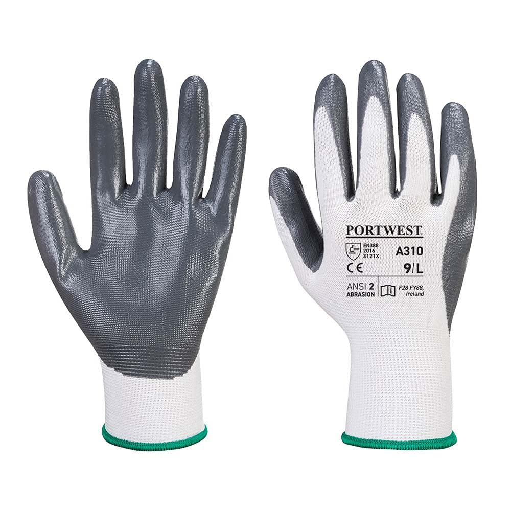 A310 Flexible Grip Nitrile Glove Gray/White, X-Large